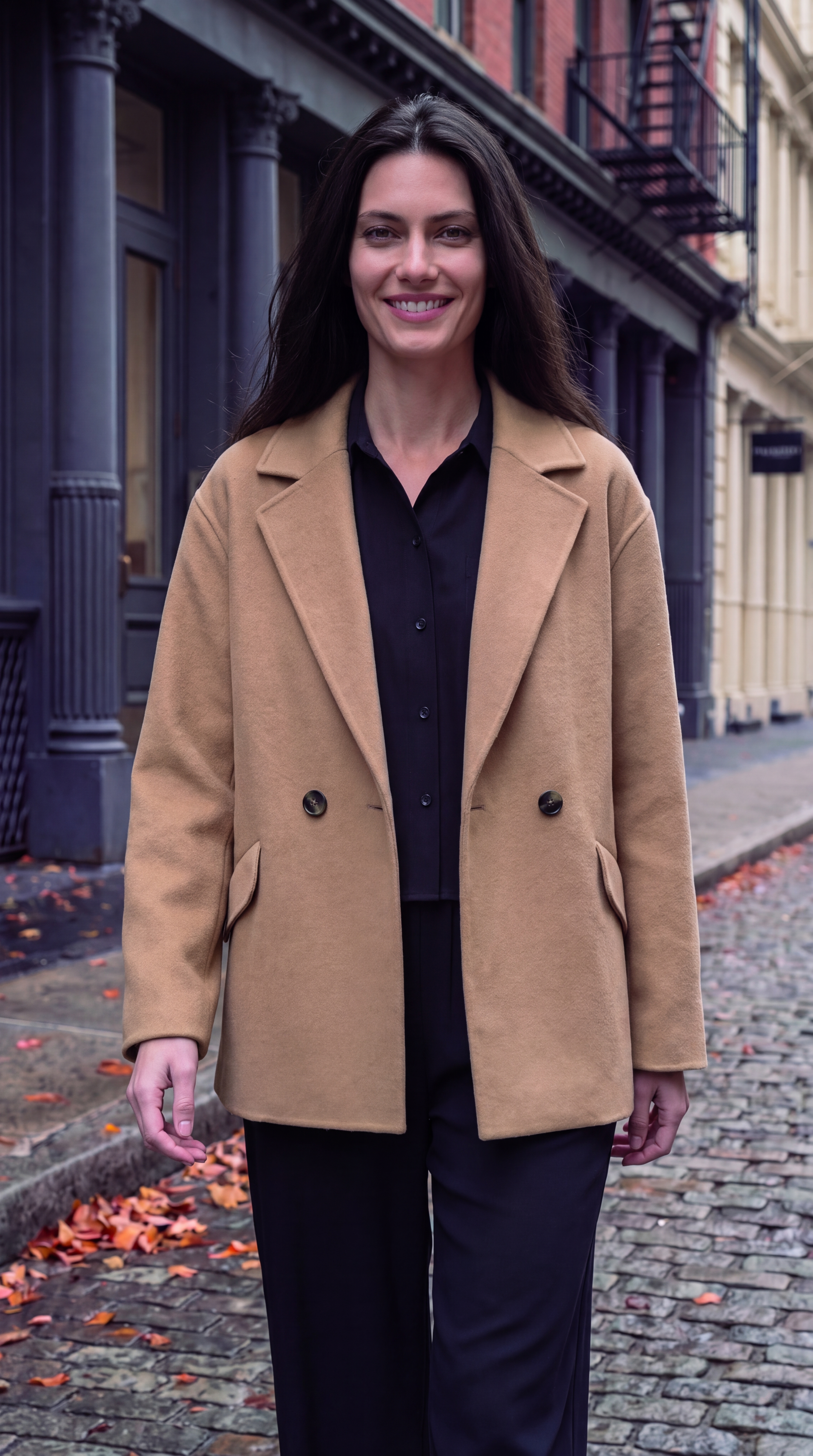 Dámsky prechodný kabát BROADWAY NYC FASHION - DARK CAMEL 2